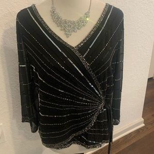 JK Ara black Beaded black top XL